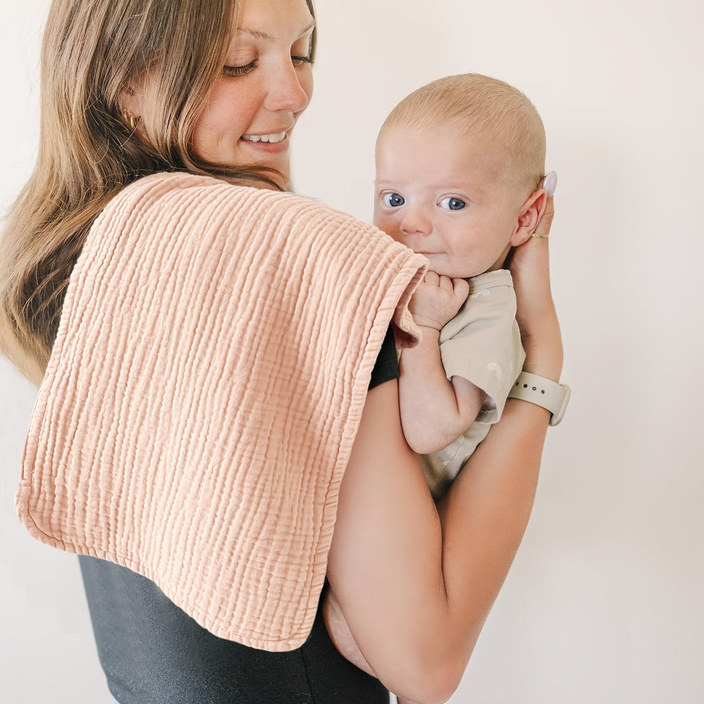 Muslin Baby Burp Cloths 6-Pack with a Layered Texture and Rectangular Shape for Everyday Feeding and Burping