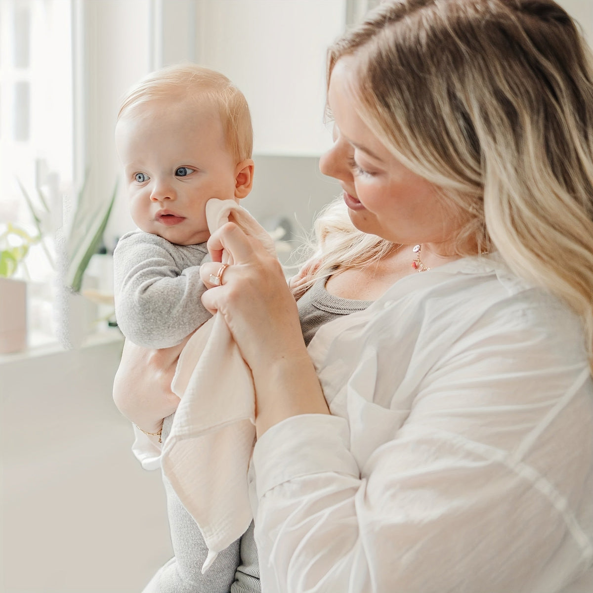 Muslin Baby Washcloths in a Seven Pack of 11 Inch Squares for Bathing, Face Wiping and Daily Care