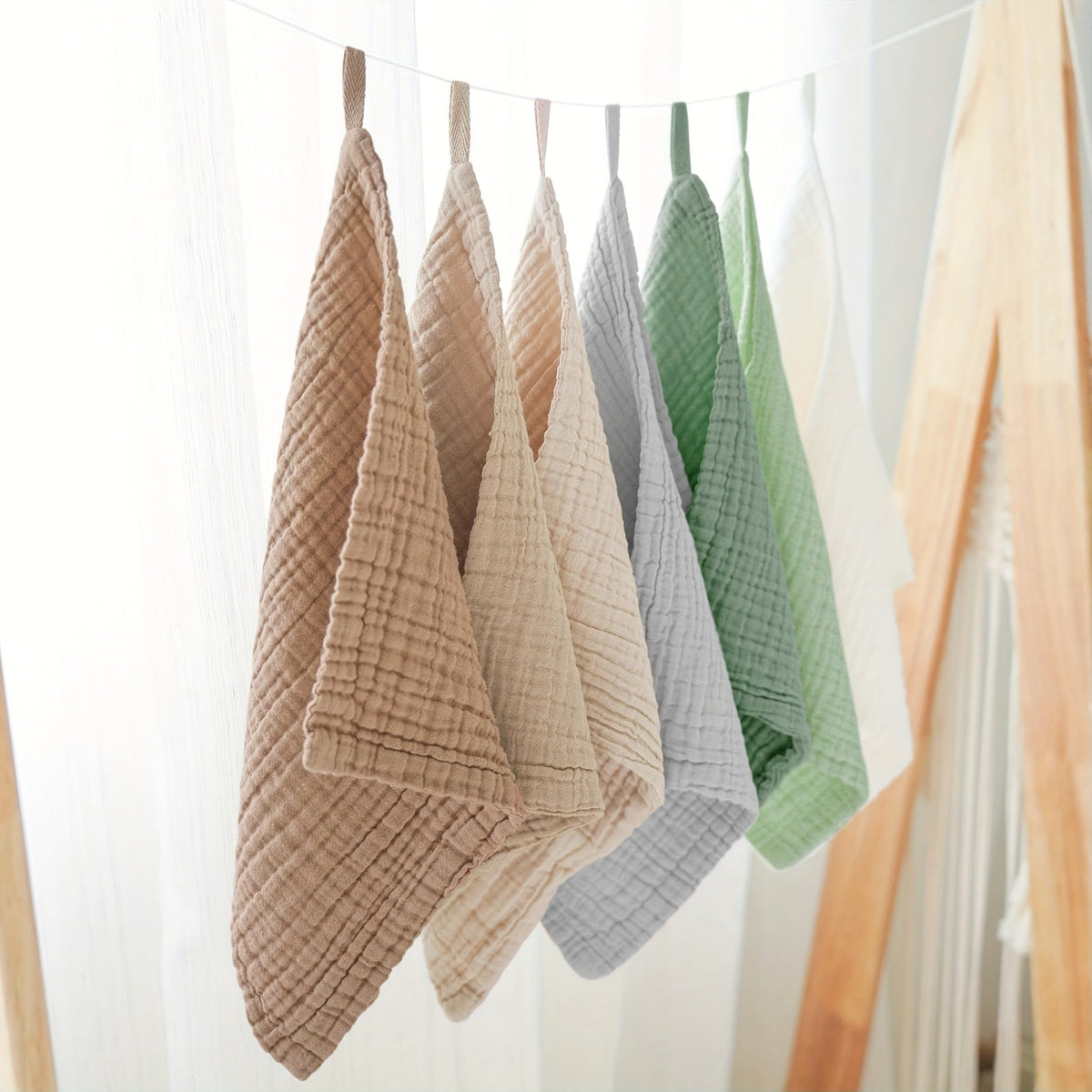 Muslin Baby Washcloths in a Seven Pack of 11 Inch Squares for Bathing, Face Wiping and Daily Care