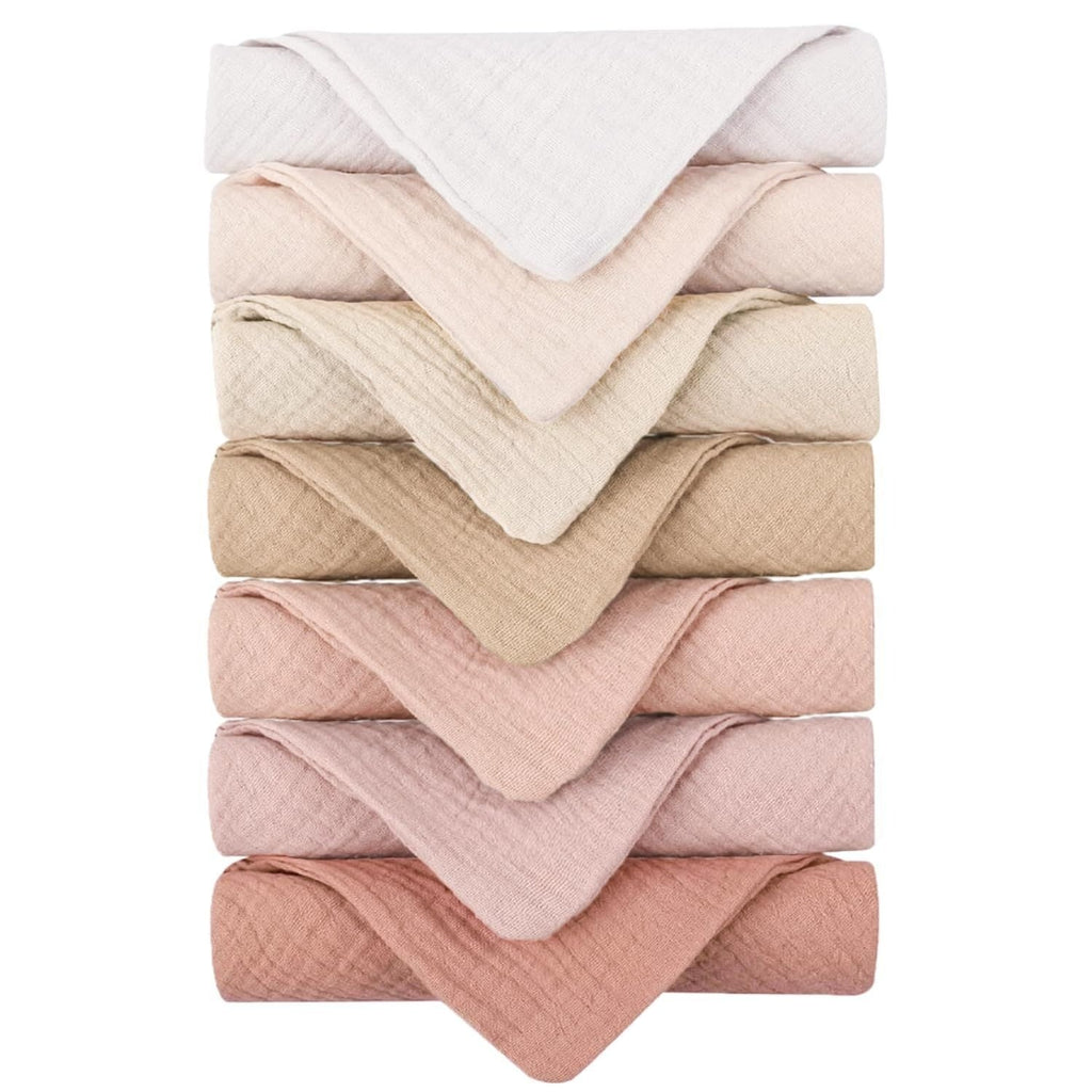 Muslin Baby Washcloths in a Seven Pack of 11 Inch Squares for Bathing, Face Wiping and Daily Care