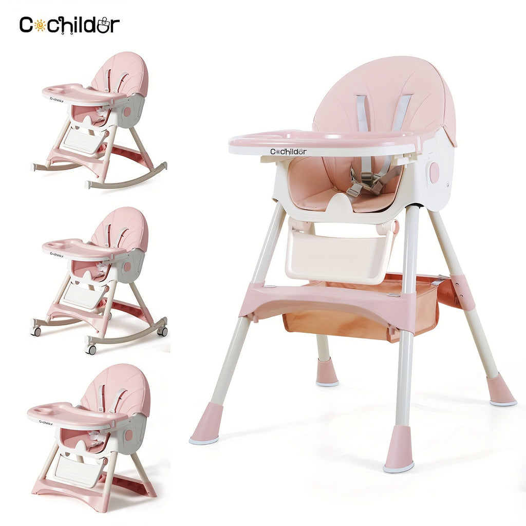 Folding Baby High Chair with an Adjustable Backrest and Feeding Tray for Supervised Mealtimes