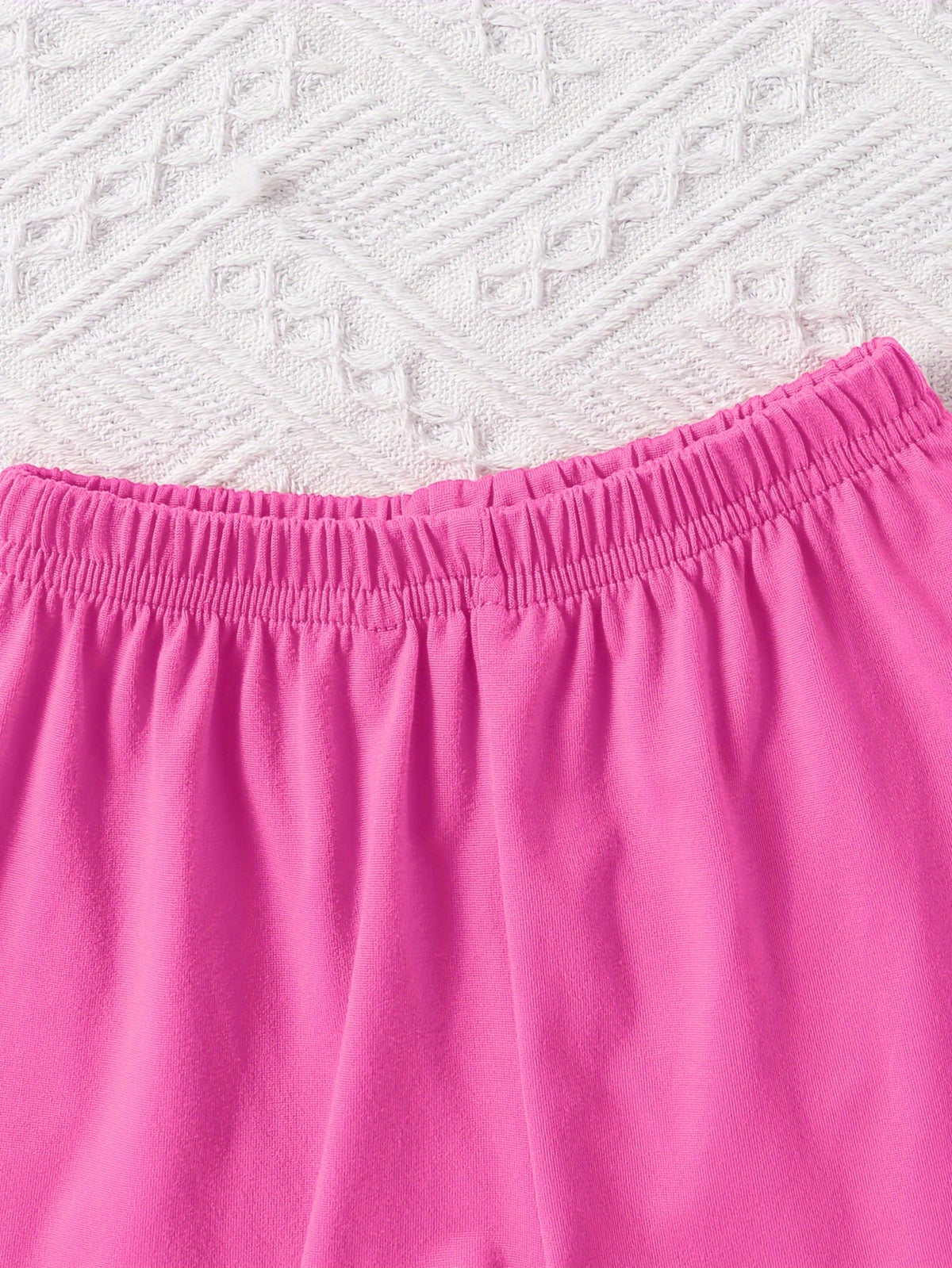 Girls' Wild Child Graphic T-Shirt and Shorts Set in Cotton with Rainbow Lettering and Pink Shorts