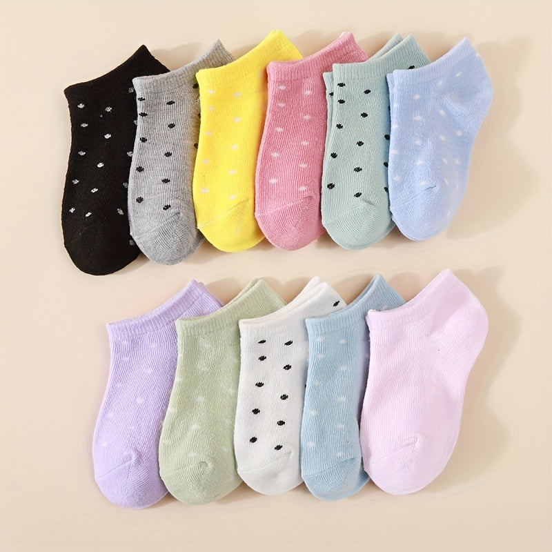 Girls' Assorted Ankle Socks with Hearts and Stripes in Mixed Color Multipacks for School and Play