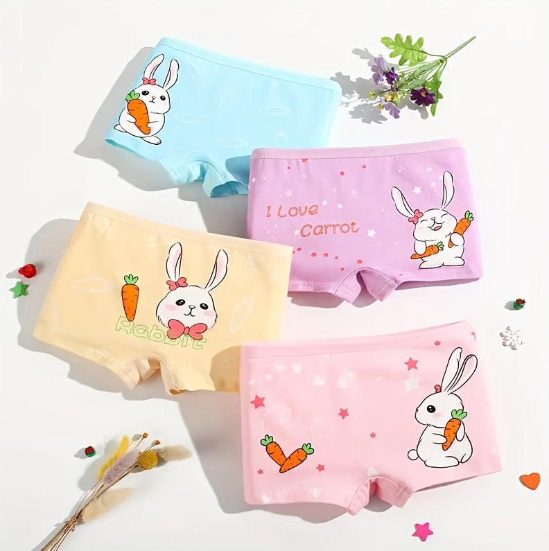 Girls' Cartoon Boxer Briefs Twelve Pack in Random Mixed Colors with Girl and Animal Prints for Daily Changes
