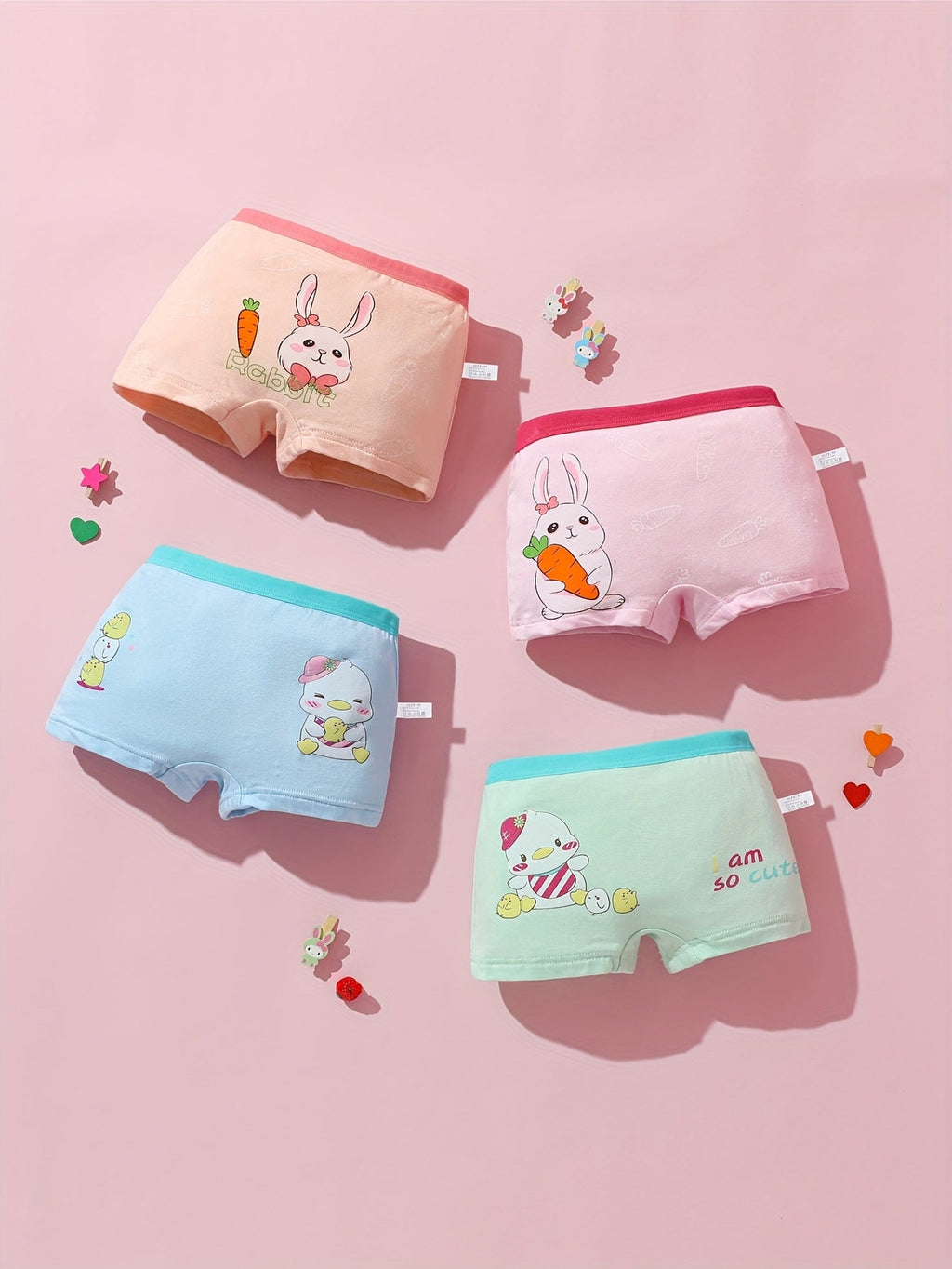 Girls' Cartoon Boxer Briefs 12-Pack with Elastic Waists and Random Pastel Designs for Everyday Underwear