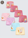 Girls' Cotton Boxer Briefs 8-Pack with Rabbit and Cartoon Girl Prints for Everyday Underwear Changes