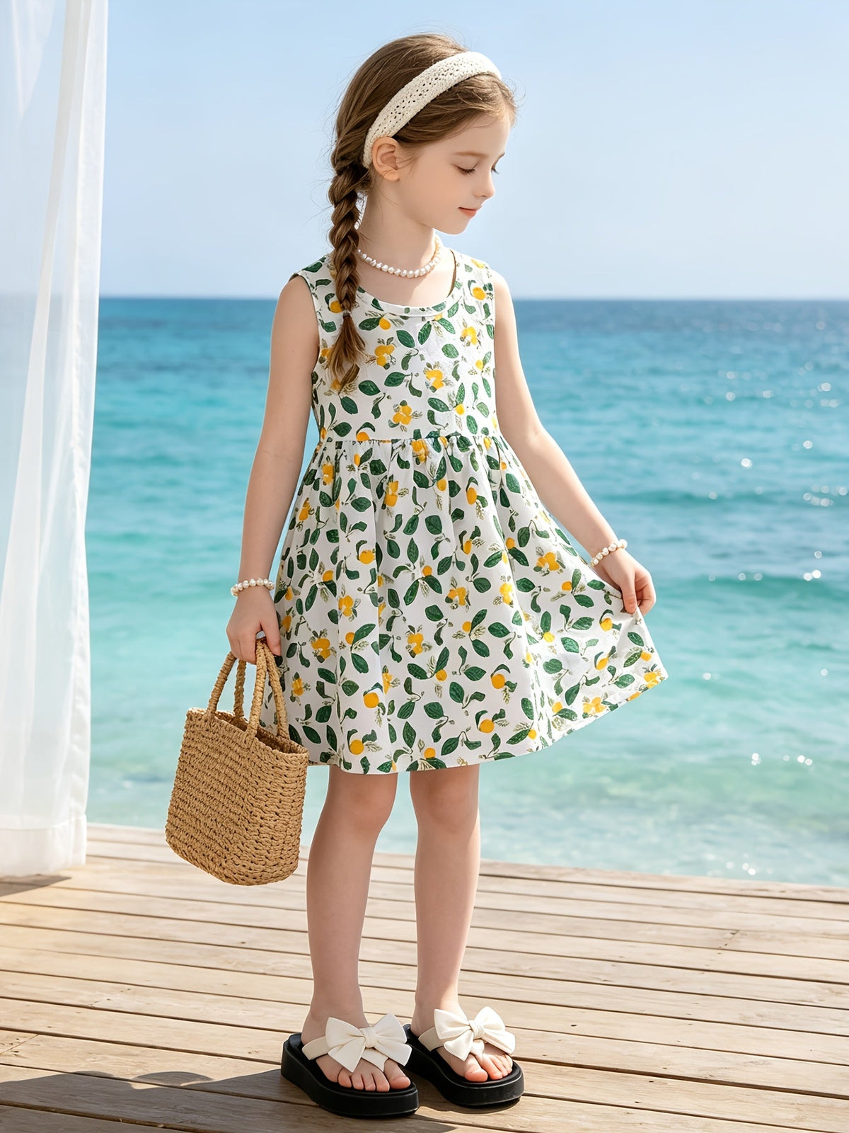 Girls' Sleeveless Summer Dresses 10-Pack in Random Prints with Gathered Skirts for Everyday Outfits