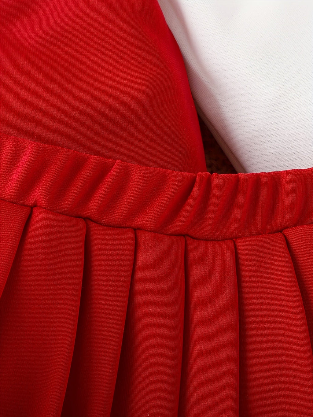 Girls' Red and White Varsity Jacket and Pleated Skirt Set with Baby Girl Lettering and Striped Trim