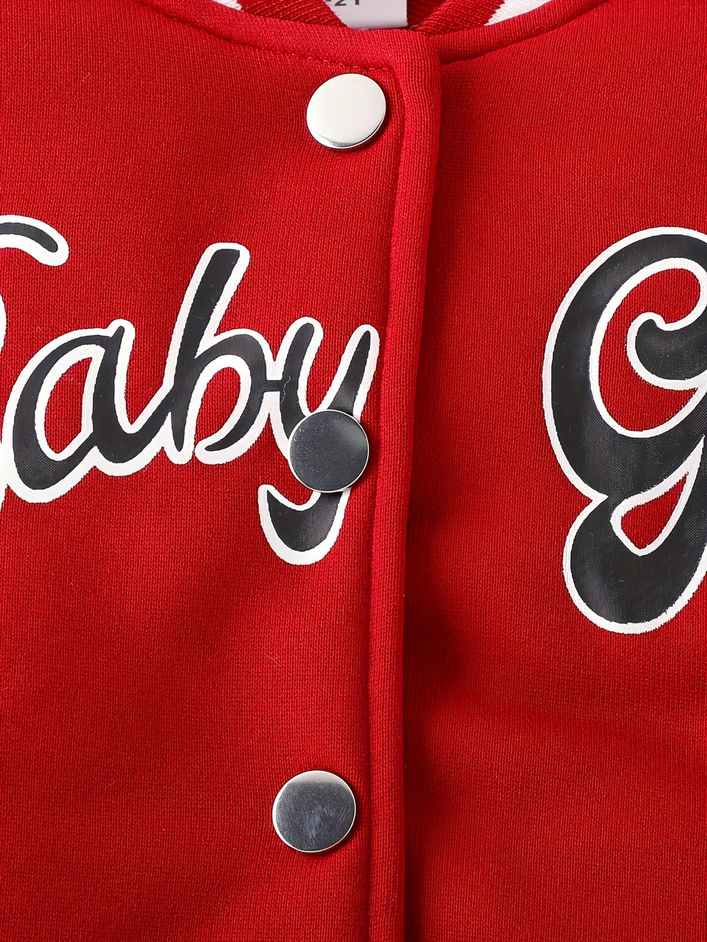 Girls' Red and White Varsity Jacket and Pleated Skirt Set with Baby Girl Lettering and Striped Trim