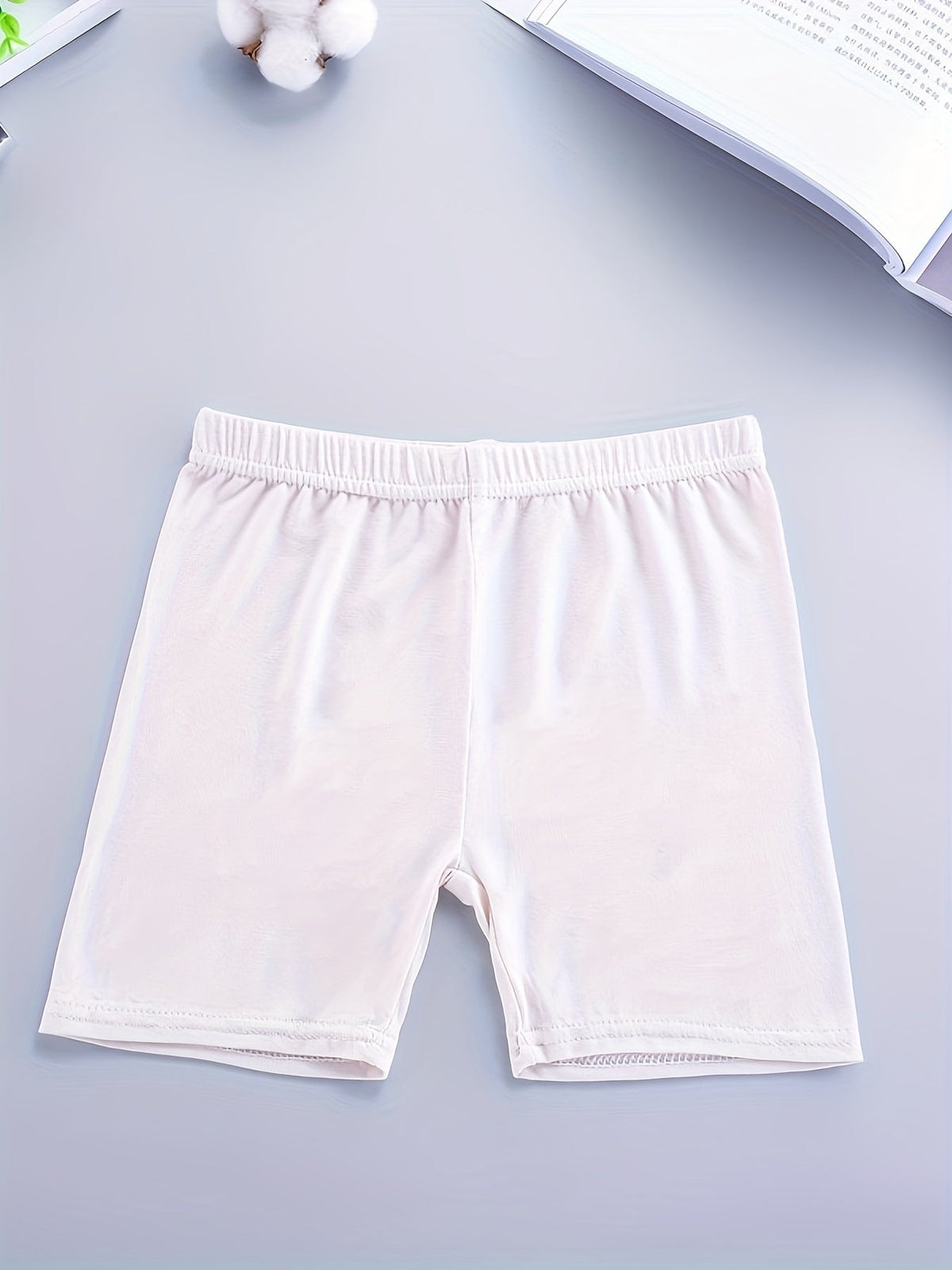 Girls' Bike Shorts Eight Pack in Random Solid Colors with Elastic Waists for Dance and Under Dress Layering