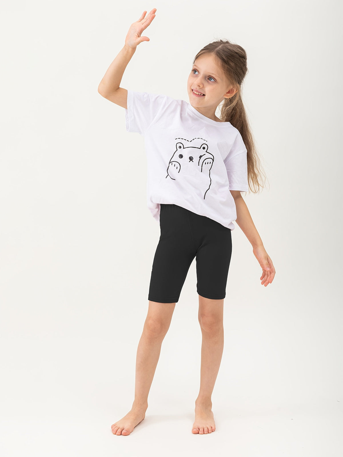 Girls' Ten-Pack Bermuda Bike Shorts in Random Solid Colors and Prints with Stretch Fabric for Casual Wear