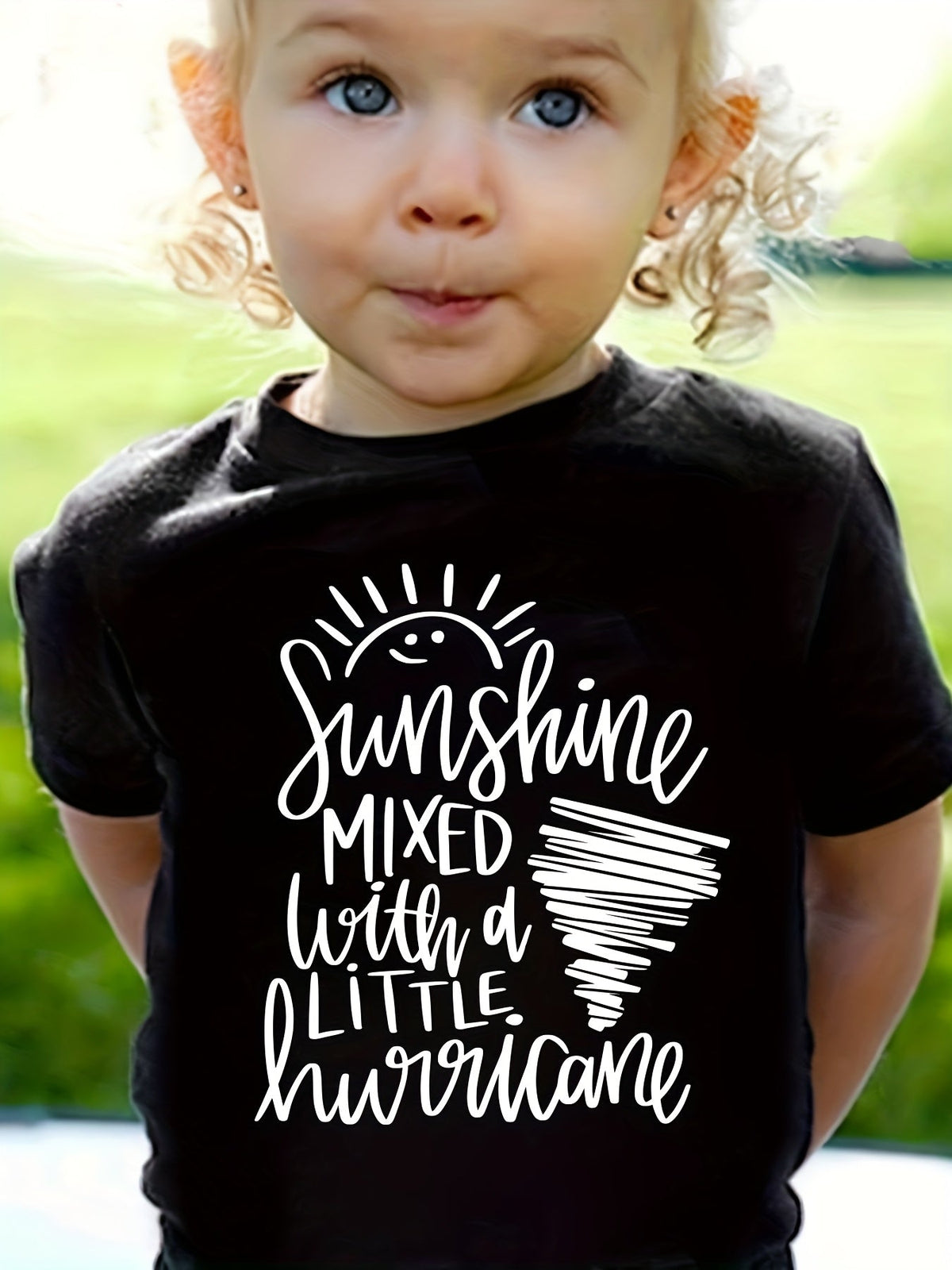 Girls' Sunshine and Hurricane Graphic T-Shirt with Short Sleeves and a Relaxed Fit for Summer Outfits