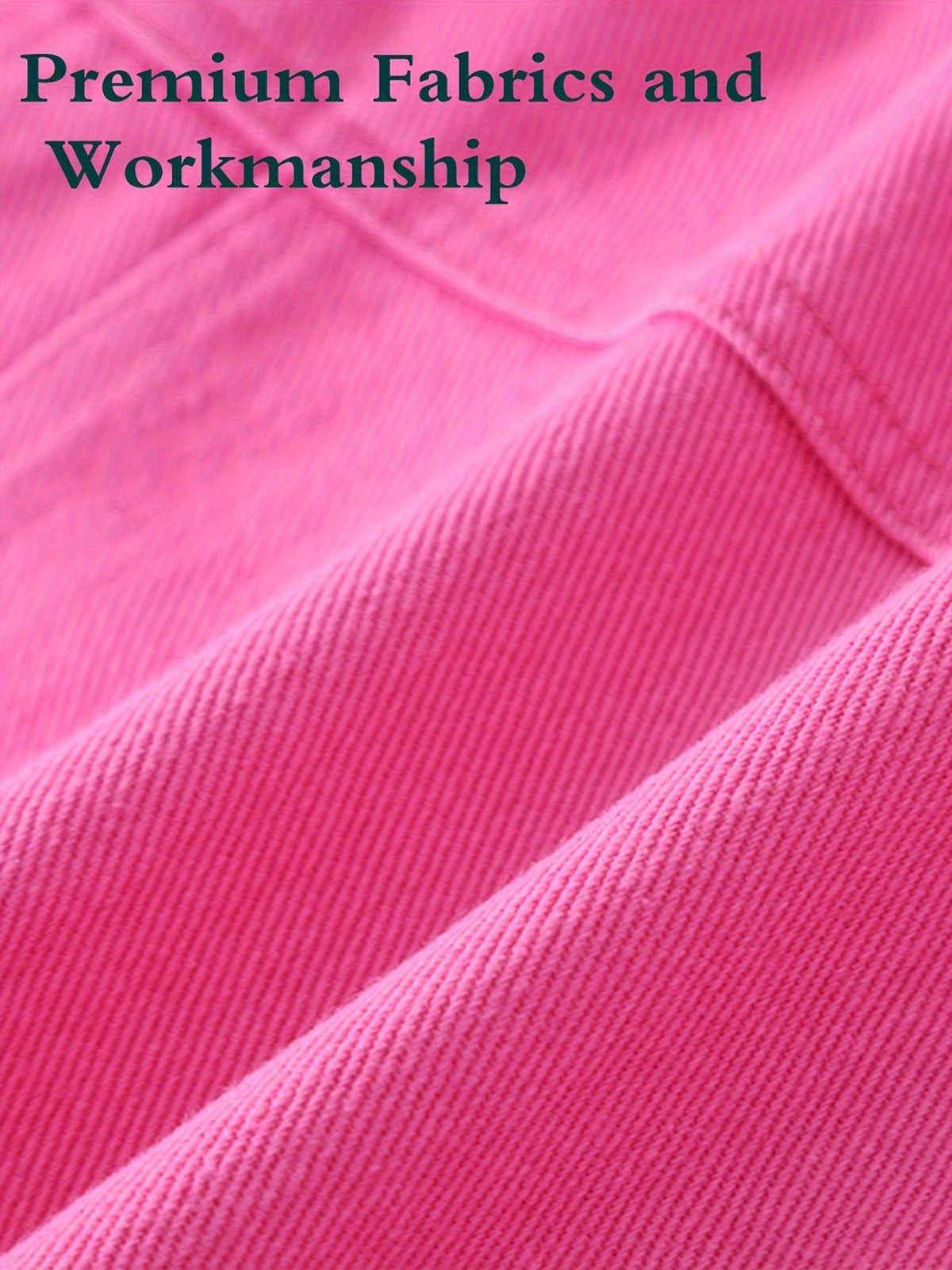 Girls' Rose Red Denim Jacket with a Button Front and Chest Pockets for Everyday School Outfit Layers