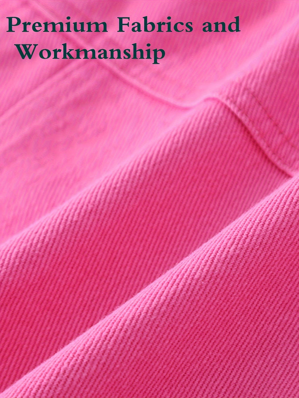 Girls' Rose Red Denim Jacket with a Button Front and Chest Pockets for Everyday School Outfit Layers