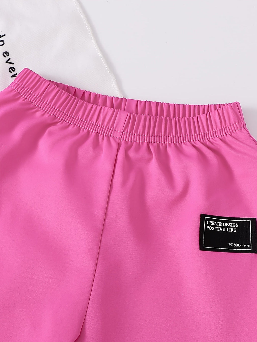Toddler Girls' Pink Colorblock Half Zip Hoodie and Jogger Pants Set with Matching Letter Patch Details