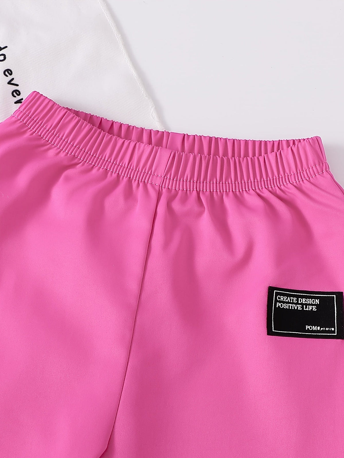 Toddler Girls' Pink Colorblock Half Zip Hoodie and Jogger Pants Set with Matching Letter Patch Details