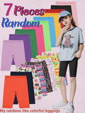 Girls' Seven-Pack Bike Shorts in a Random Assortment of Solid Colors and Prints for Everyday Outfits