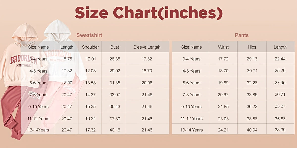 Girls' Brooklyn Tracksuit Set 4 Pieces with Two Hooded Pullovers and Matching Cuffed Jogger Pants