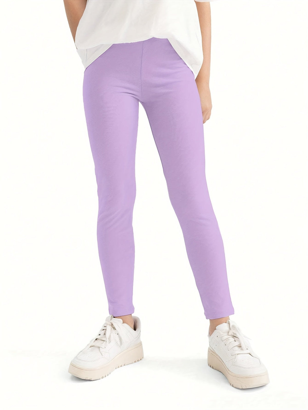 Girls' Six Pack Bright Color Leggings in Stretch Knit with Elastic Waists for Play and Everyday Layering