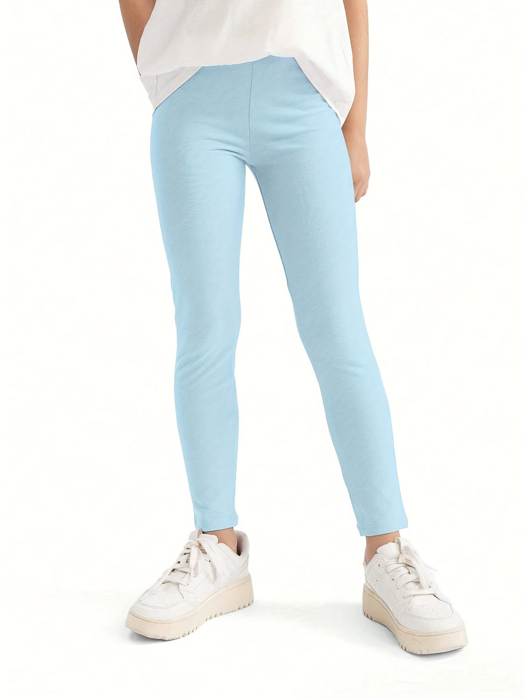 Girls' Six Pack Bright Color Leggings in Stretch Knit with Elastic Waists for Play and Everyday Layering