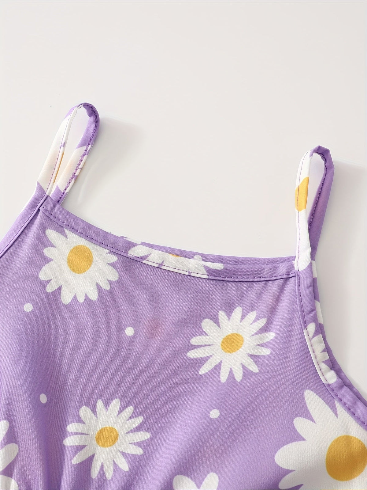 Girls' Flower Print Dress and Hat Set in Pink or Purple with Thin Straps and a Flared Skirt for Summer