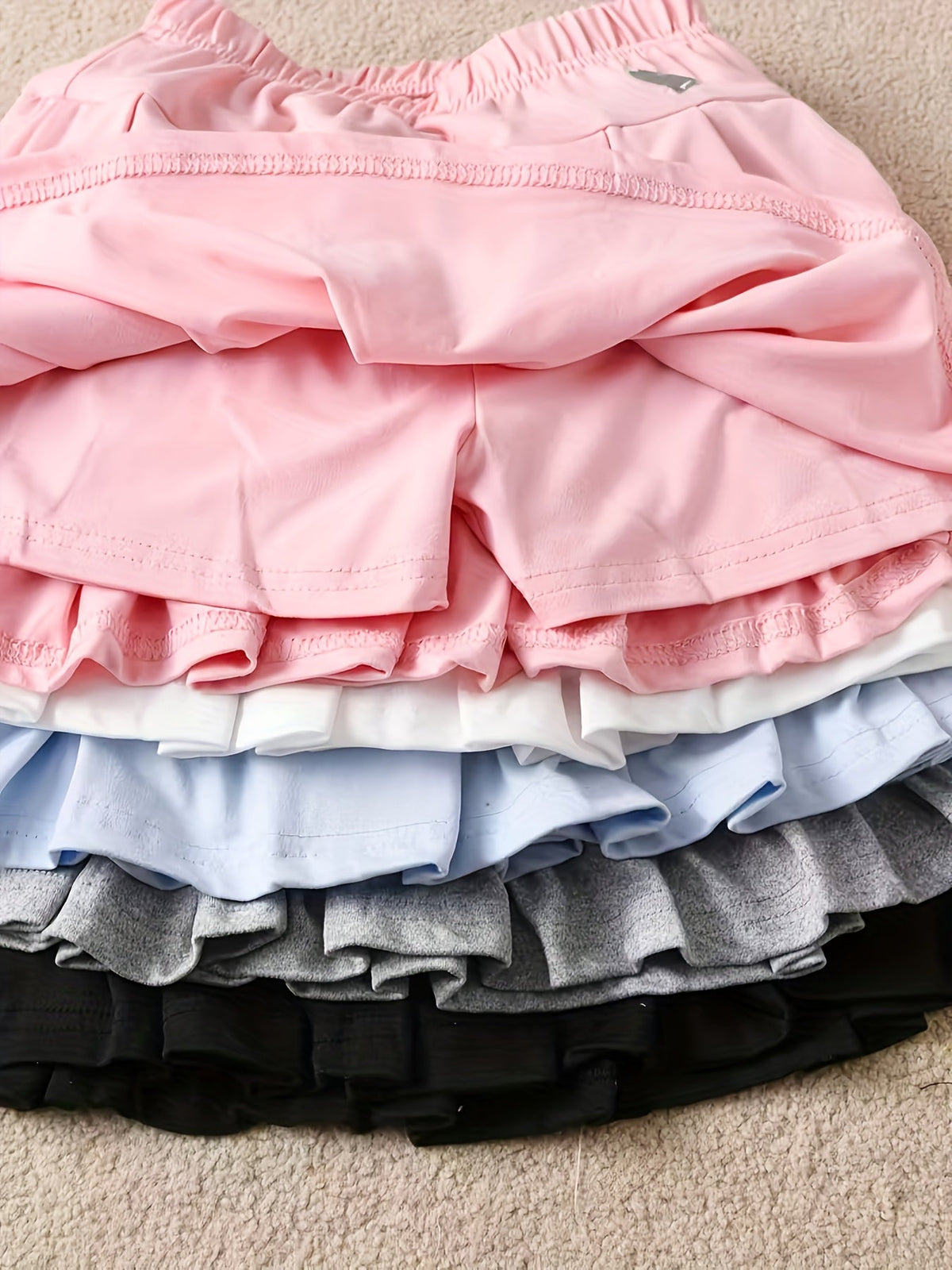 Girls' Pleated Skort 2-Pack in Random Colors with Built-In Shorts and Small Heart Patches at the Waist