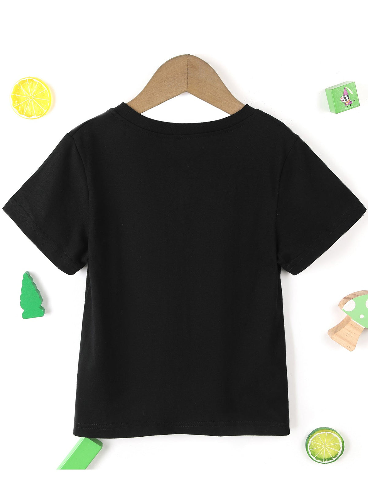 Girls' Pop Pop's Girl Cotton T-Shirt in Black with White Family Lettering for Everyday Casual Outfits