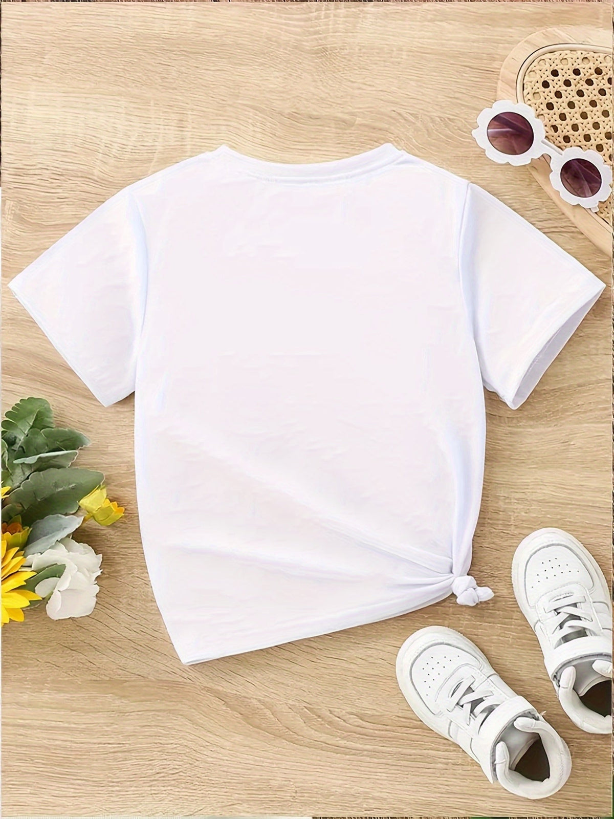 Girls' Boots on the Ground T-Shirt in White with Gold Tone Western Boot Artwork for Casual Outfits