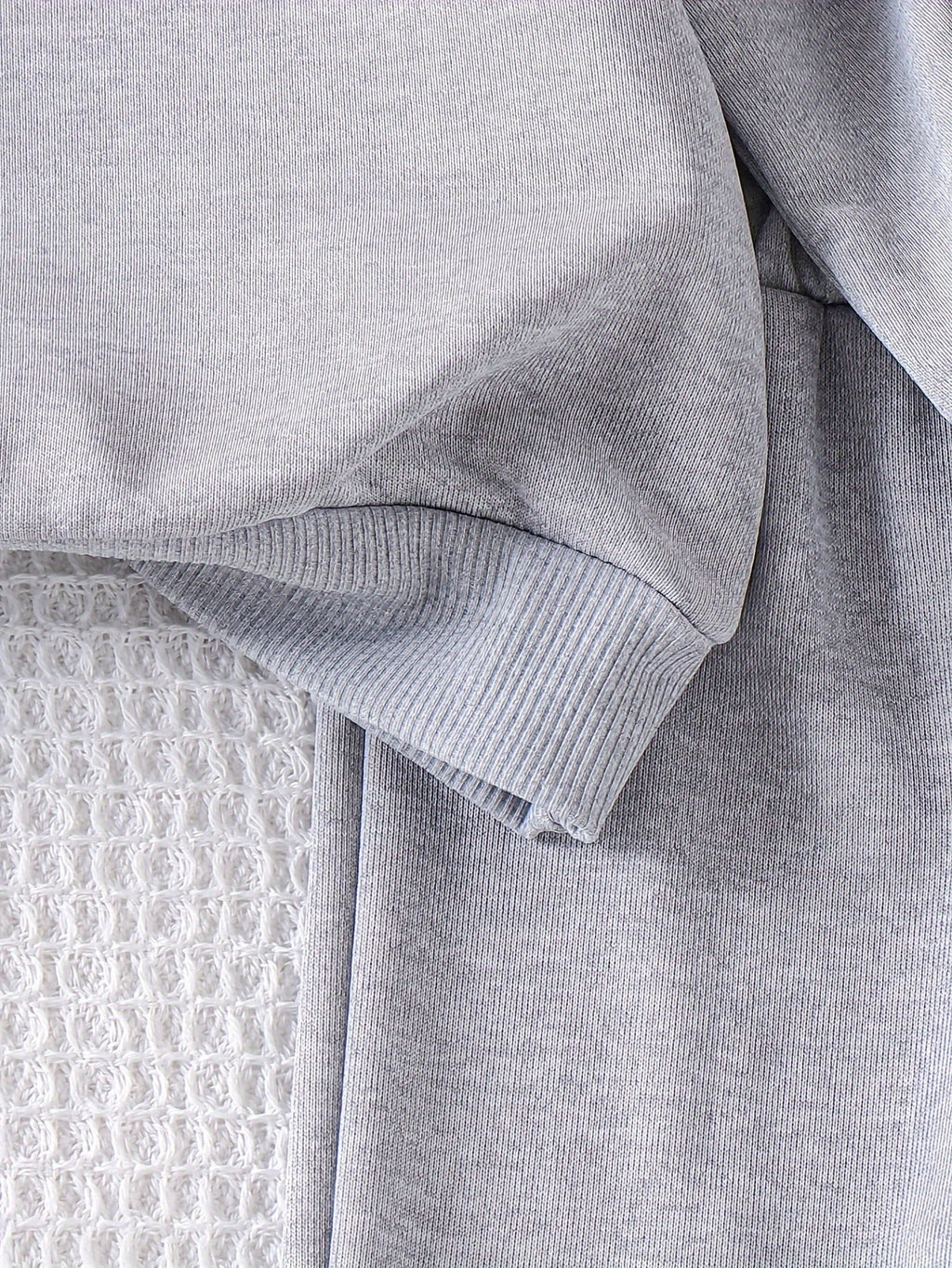 Baby Girls' Gray Sweatshirt and Pants Set with Black Bow Sleeves and Ribbed Cuffs for Everyday Wear