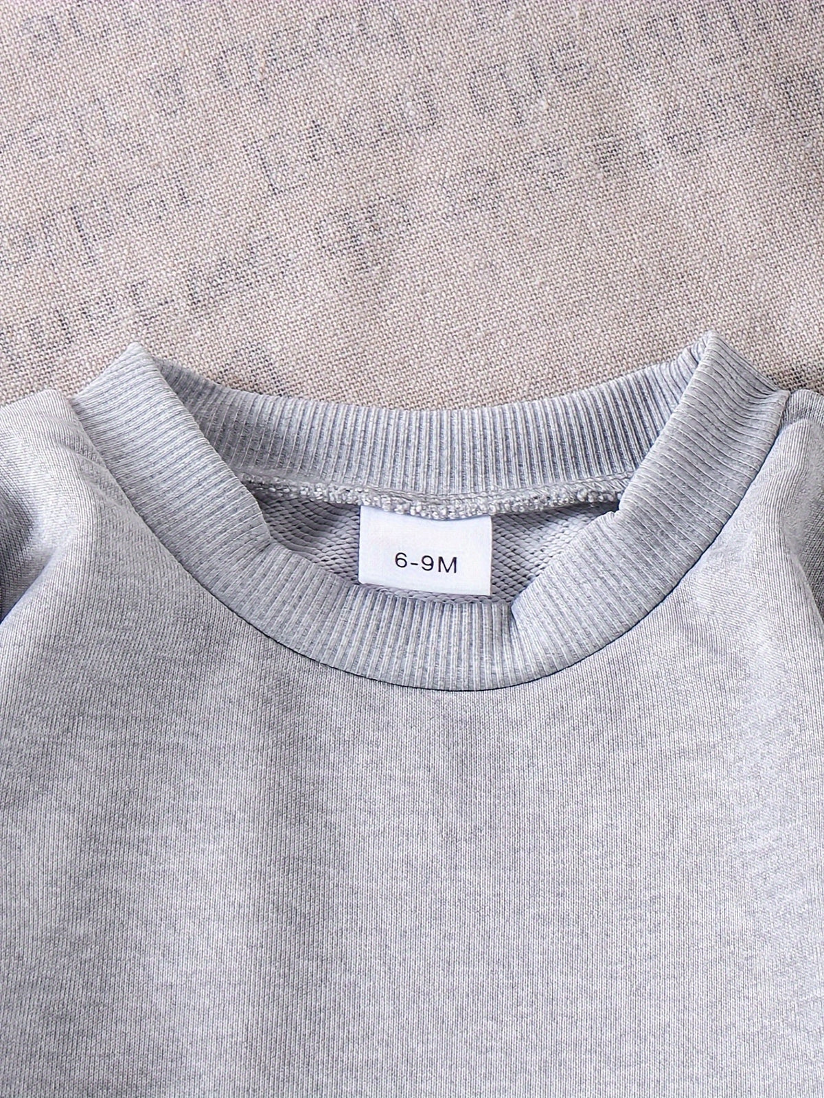 Baby Girls' Gray Sweatshirt and Pants Set with Black Bow Sleeves and Ribbed Cuffs for Everyday Wear