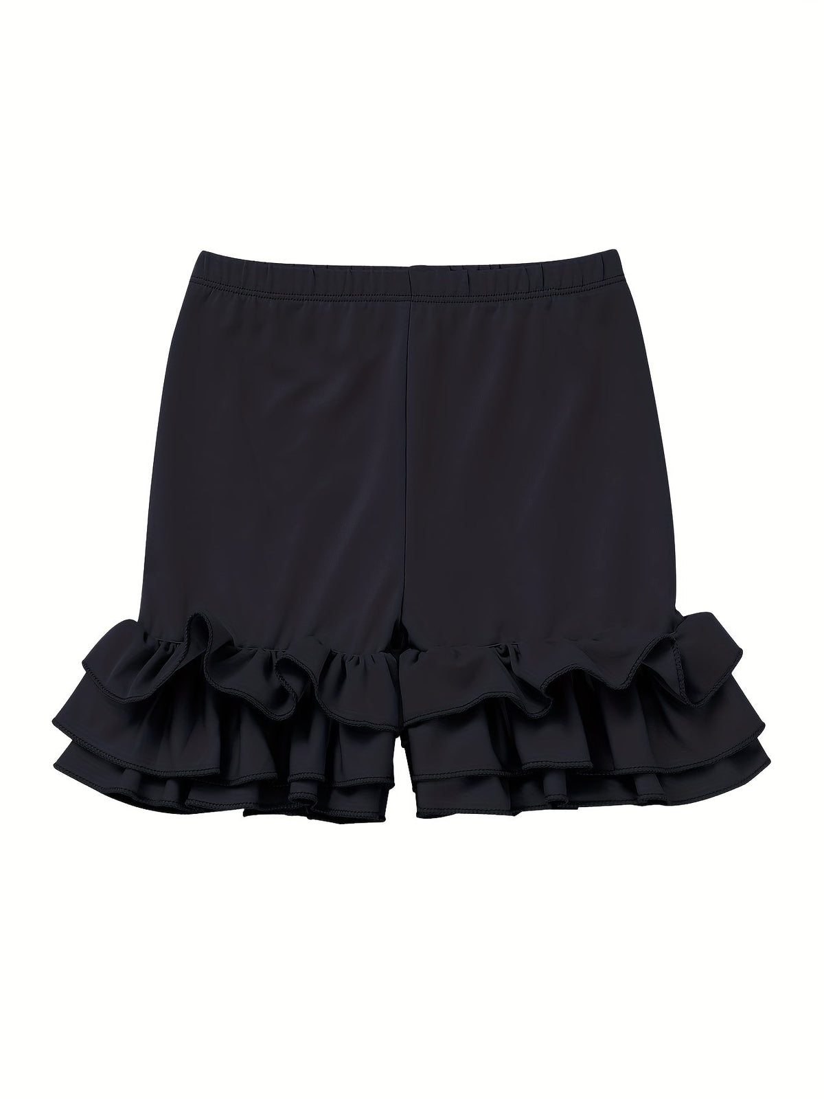 Girls' Ruffle Hem Shorts Six Pack in Solid Colors with Elastic Waists for Playful Summer Outfits