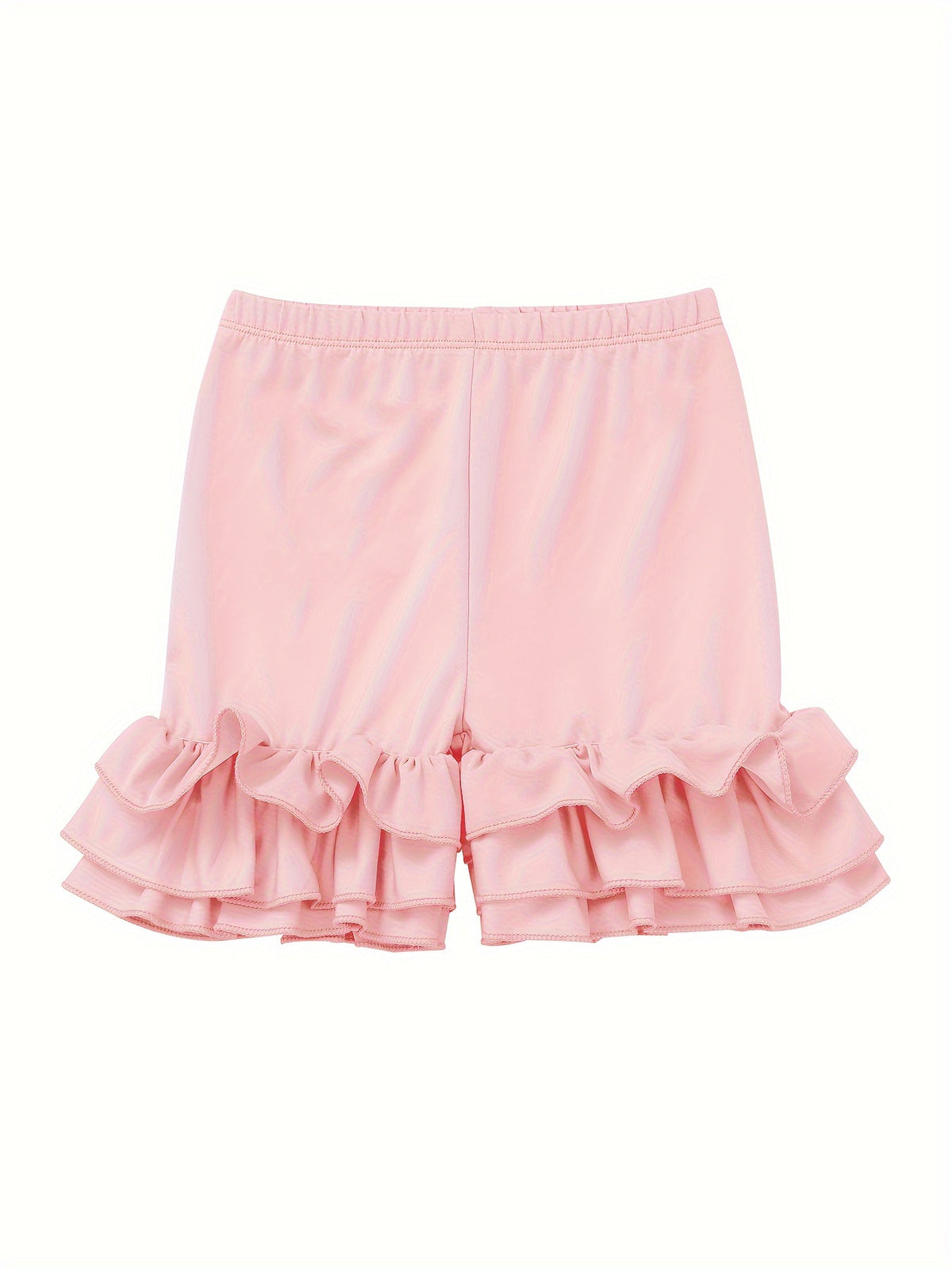 Girls' Ruffle Hem Shorts Six Pack in Solid Colors with Elastic Waists for Playful Summer Outfits