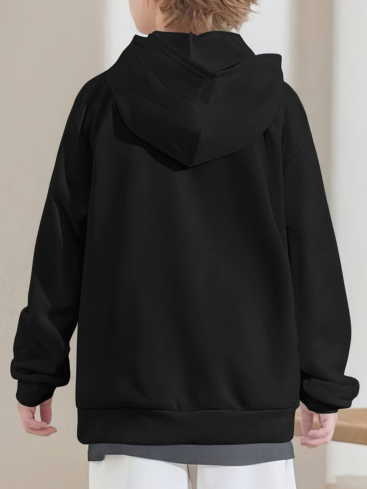 Girls' Graphic Pullover Hoodie with Long Sleeves and Ribbed Trim for Casual Outfits in One Random Design