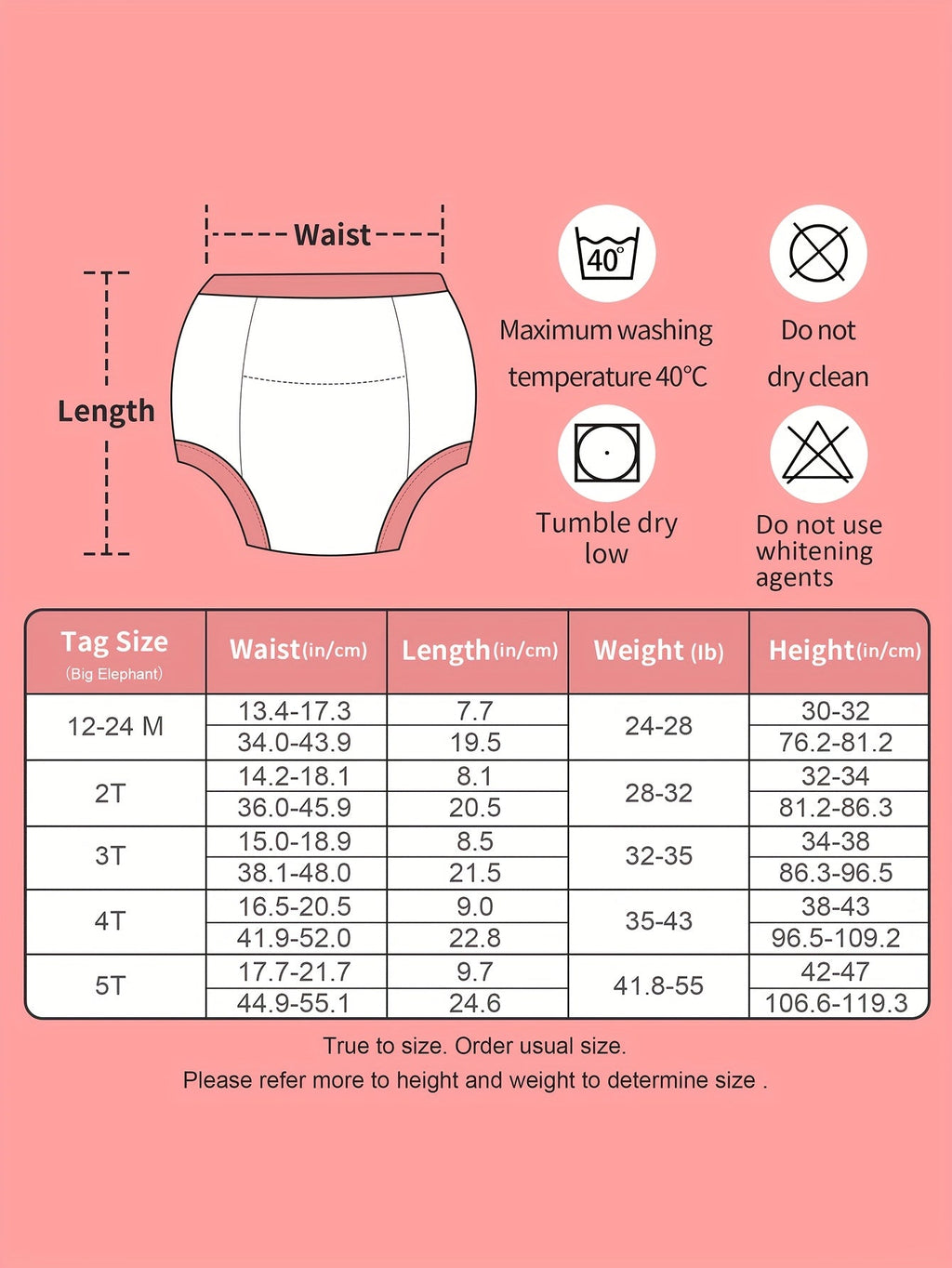 Girls' Potty Training Pants Ten-Pack with Assorted Prints and Contrast Trim for Supervised Toilet Training