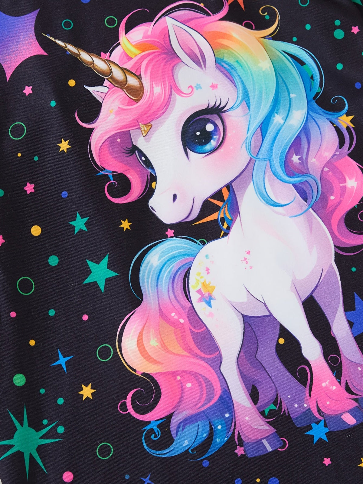 Girls' Unicorn Pants Set with Star Print and Short Sleeve T-Shirt for Colorful Everyday Outfits