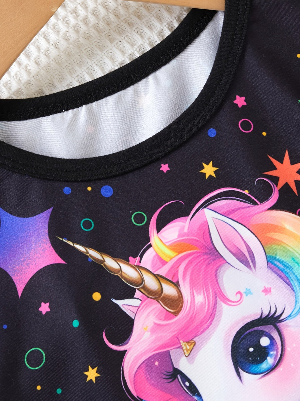 Girls' Unicorn Pants Set with Star Print and Short Sleeve T-Shirt for Colorful Everyday Outfits