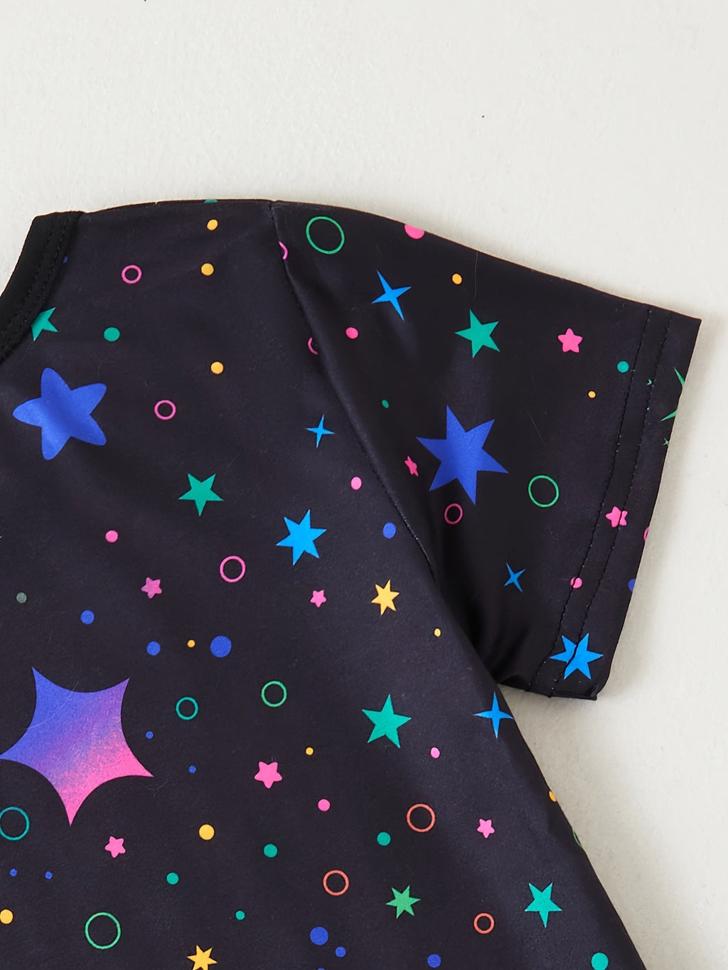 Girls' Unicorn Pants Set with Star Print and Short Sleeve T-Shirt for Colorful Everyday Outfits