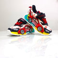 Kids' Light-Up Sneakers with Race-Car Side Details and Flame Graphics in Red or Blue for a Playful Look