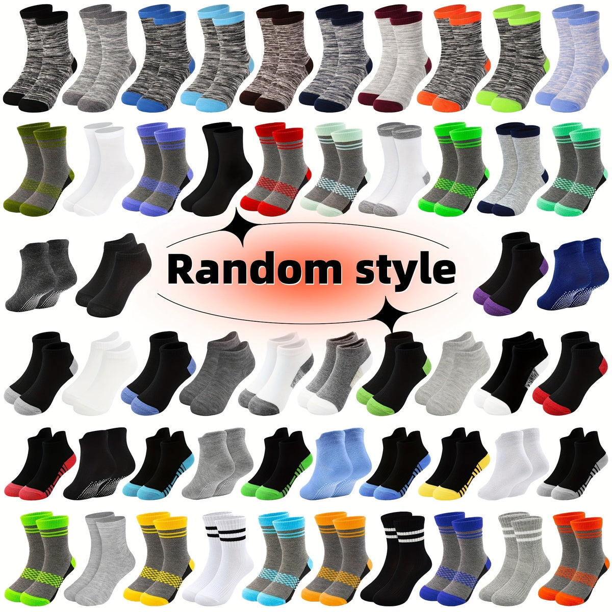 Boys' Crew Socks 20-Pair Pack in Assorted Colors and Patterns with Ribbed Cuffs for Everyday Casual Wear