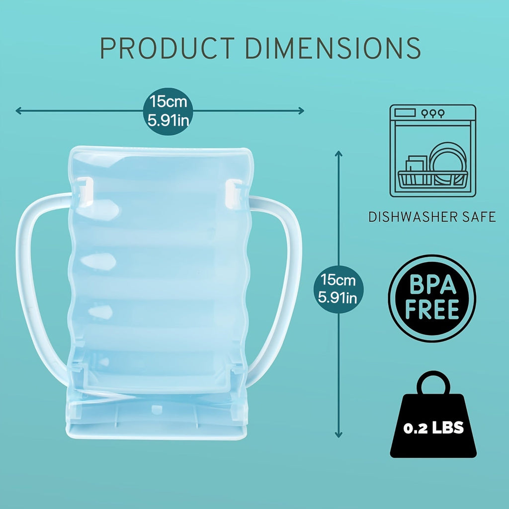 Food Pouch Holder Two-Pack with Easy-Grip Handles and an Adjustable Support for Kids Juice Boxes and Snacks