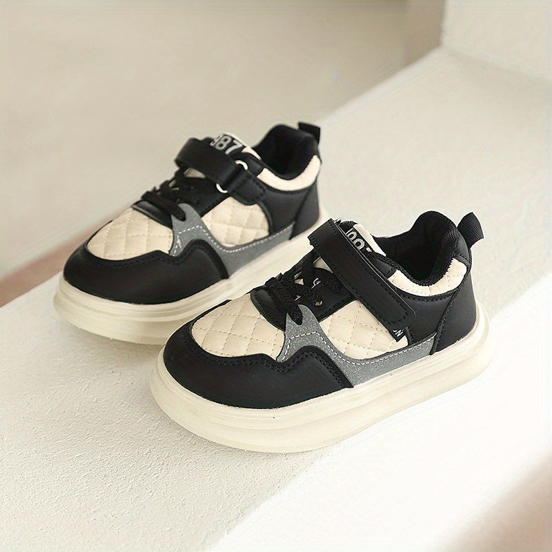 Kids' Casual Sneakers with Quilted Toe Panels and Instep Straps in Pink, Black or Red Everyday Styles
