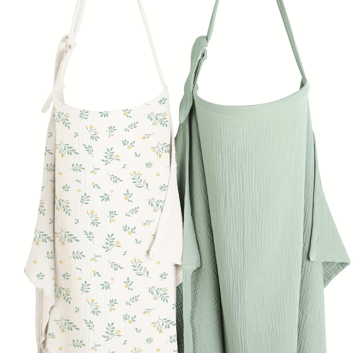 Cotton Muslin Nursing Cover Two-Pack in Pink and Blossom Print with Structured Neckline for Easy Viewing