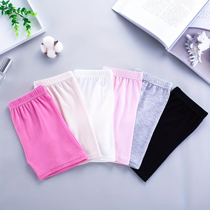 Girls' Modal Bike Shorts 8-Pack in Random Solid Colors with Pull On Waists for Under Dress Layering