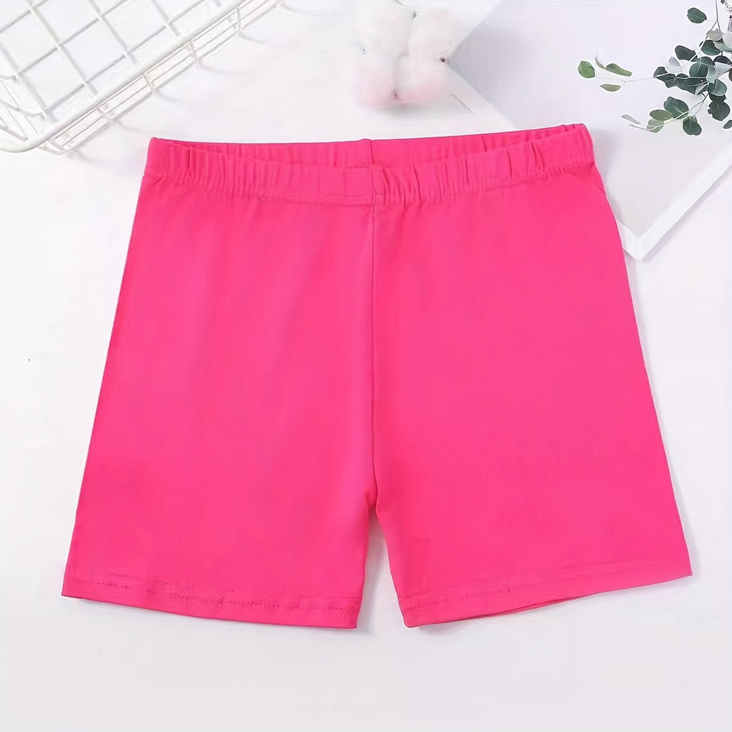 Girls' Bike Shorts in an 8-Pack of Random Mixed Colors with a Stretch Modal Knit and Elastic Waist