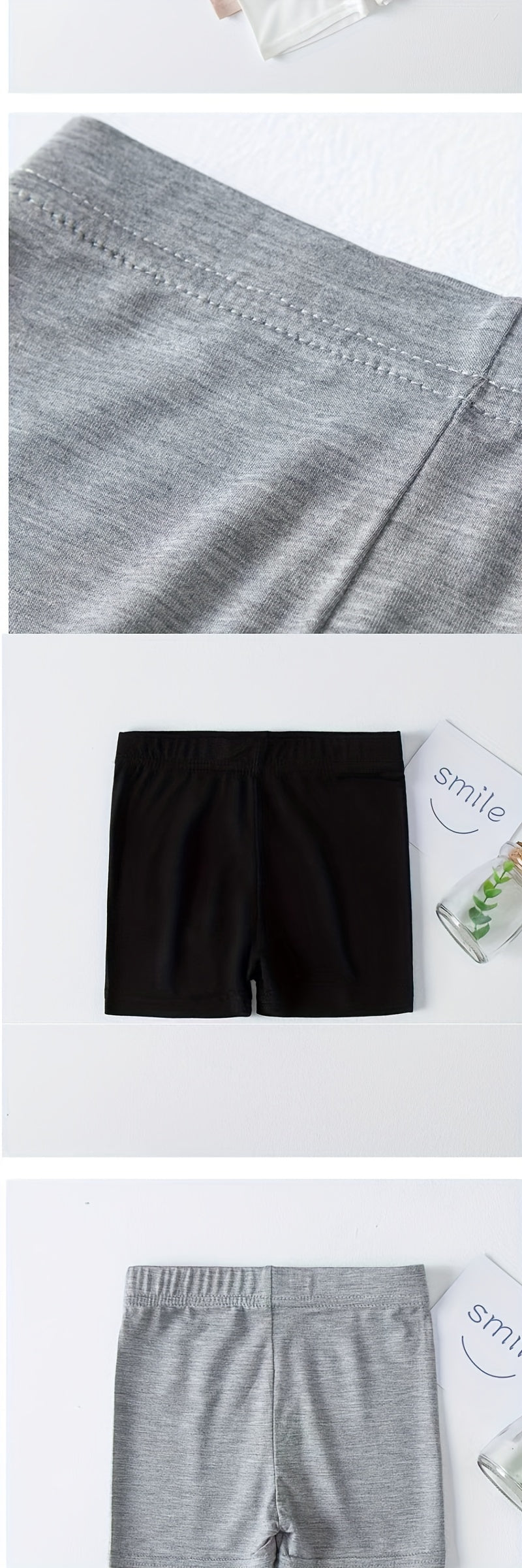 Girls' Bike Shorts 6-Pack with an Elastic Waist in Black or Mixed Colors for Everyday Under-Dress Layering