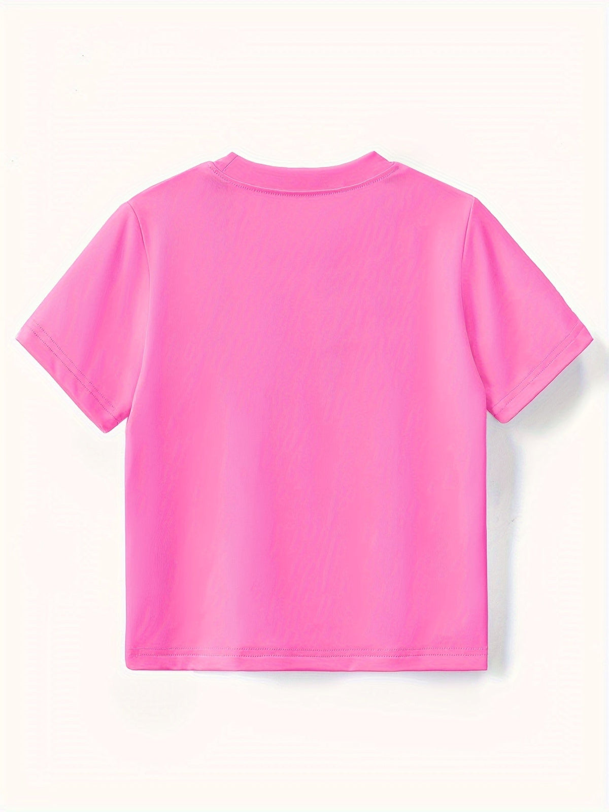 Girls' Cotton Graphic T-Shirt with My Mom Always Wonders Lettering and Short Sleeves for Everyday Play